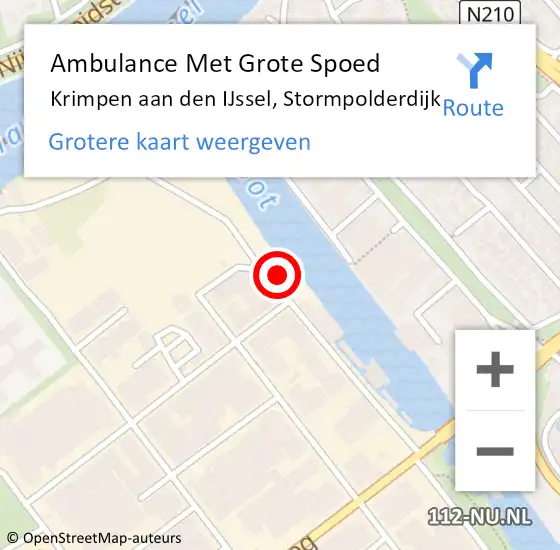 Locatie op kaart van de 112 melding: Ambulance Met Grote Spoed Naar Krimpen aan den IJssel, Stormpolderdijk op 22 januari 2022 22:09