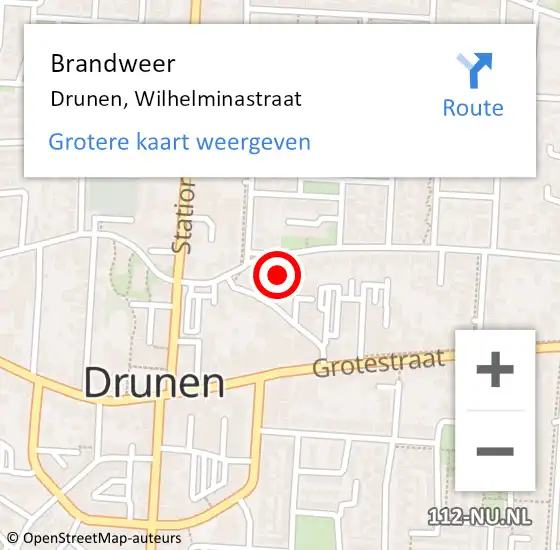 Locatie op kaart van de 112 melding: Brandweer Drunen, Wilhelminastraat op 22 januari 2022 23:06