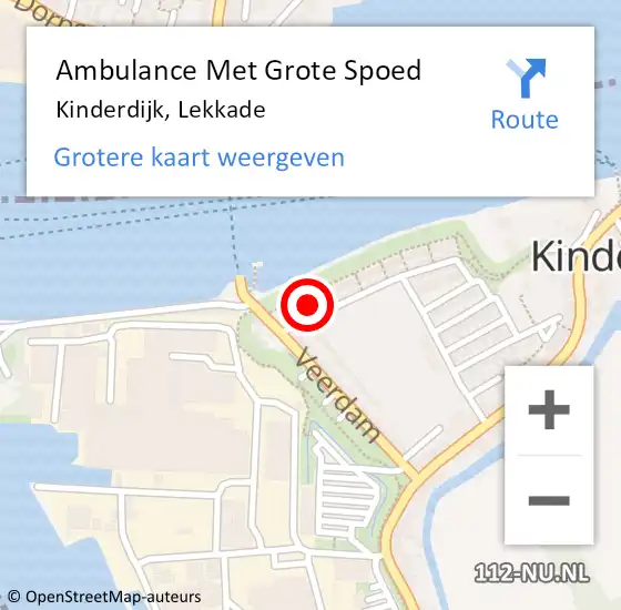 Locatie op kaart van de 112 melding: Ambulance Met Grote Spoed Naar Kinderdijk, Lekkade op 23 januari 2022 00:58