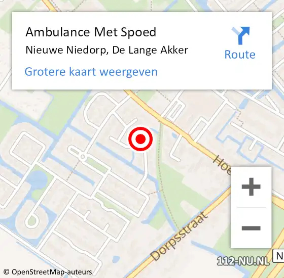 Locatie op kaart van de 112 melding: Ambulance Met Spoed Naar Nieuwe Niedorp, De Lange Akker op 23 januari 2022 03:24