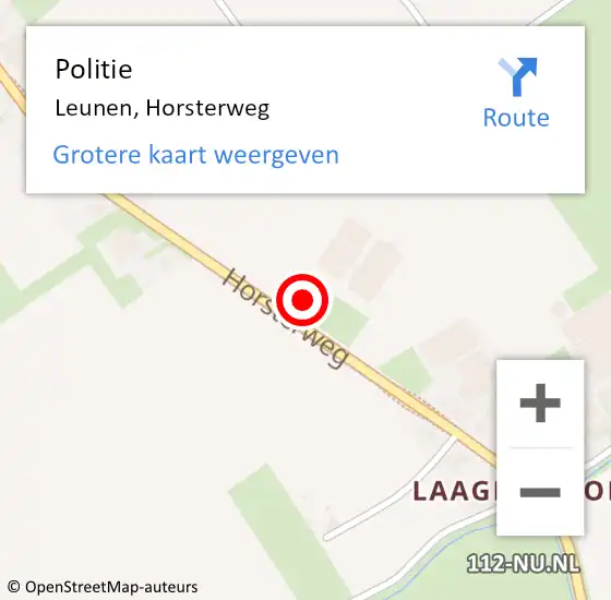 Locatie op kaart van de 112 melding: Politie Leunen, Horsterweg op 23 januari 2022 05:49