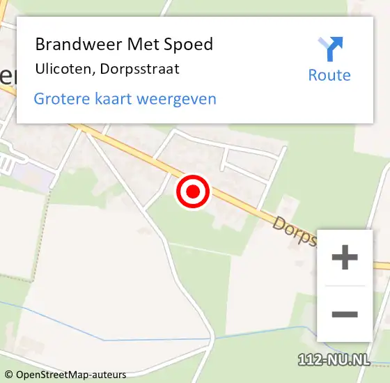 Locatie op kaart van de 112 melding: Brandweer Met Spoed Naar Ulicoten, Dorpsstraat op 23 januari 2022 08:29