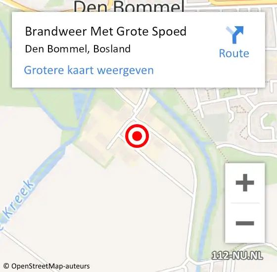 Locatie op kaart van de 112 melding: Brandweer Met Grote Spoed Naar Den Bommel, Bosland op 23 januari 2022 09:48