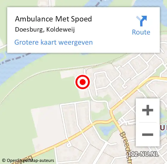 Locatie op kaart van de 112 melding: Ambulance Met Spoed Naar Doesburg, Koldeweij op 23 januari 2022 11:20