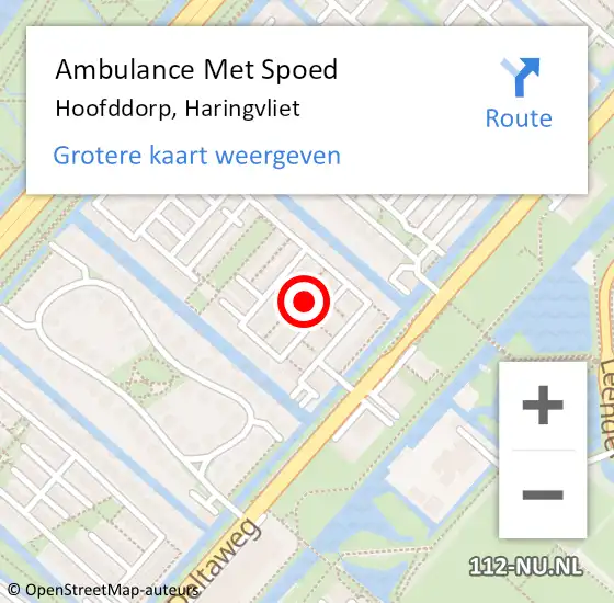 Locatie op kaart van de 112 melding: Ambulance Met Spoed Naar Hoofddorp, Haringvliet op 23 januari 2022 11:22