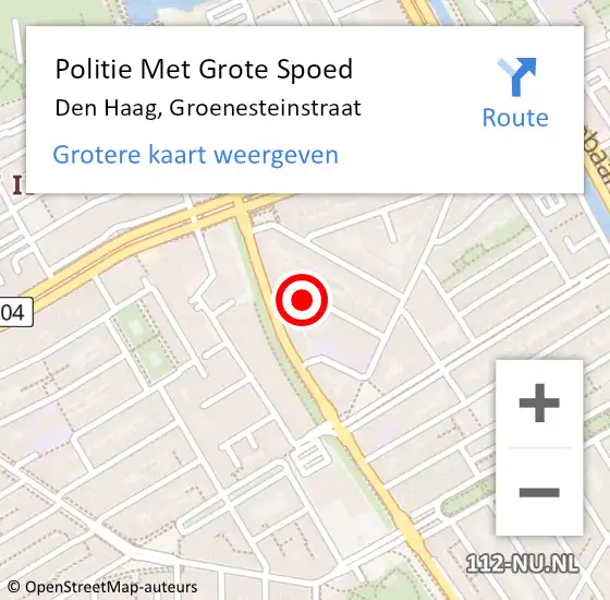 Locatie op kaart van de 112 melding: Politie Met Grote Spoed Naar Den Haag, Groenesteinstraat op 23 januari 2022 13:46