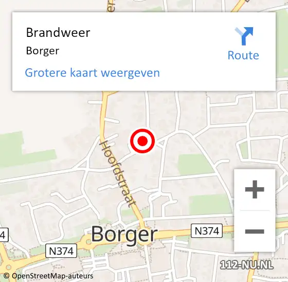 Locatie op kaart van de 112 melding: Brandweer Borger op 23 januari 2022 15:02