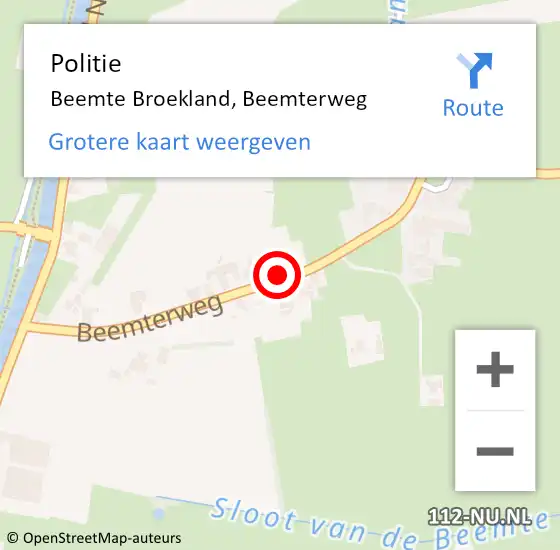 Locatie op kaart van de 112 melding: Politie Beemte Broekland, Beemterweg op 23 januari 2022 15:56