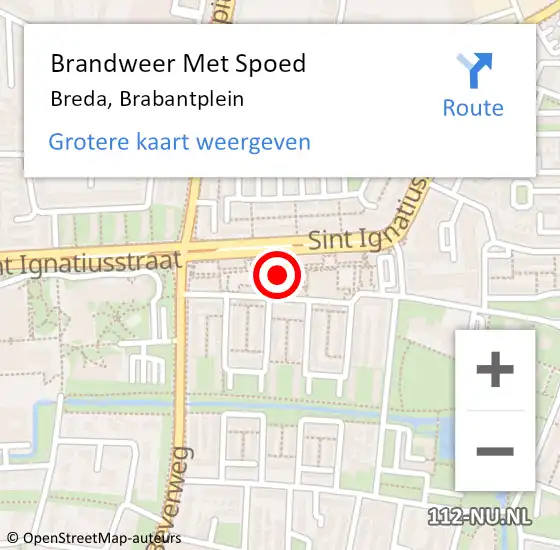 Locatie op kaart van de 112 melding: Brandweer Met Spoed Naar Breda, Brabantplein op 23 januari 2022 16:51