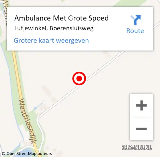 Locatie op kaart van de 112 melding: Ambulance Met Grote Spoed Naar Lutjewinkel, Boerensluisweg op 23 januari 2022 17:10