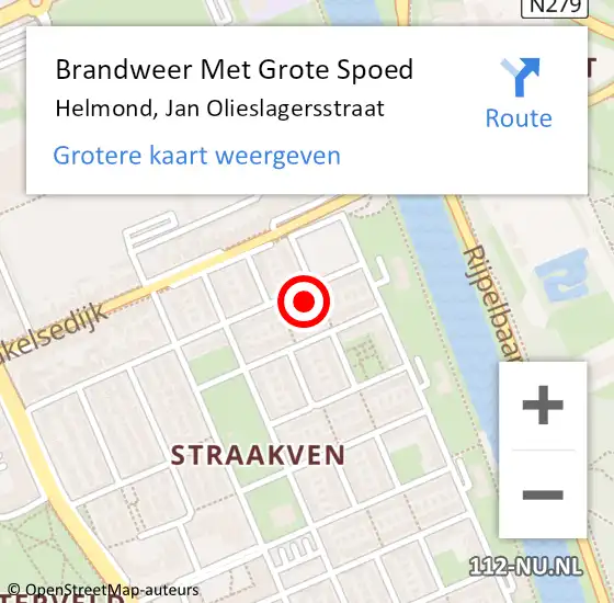 Locatie op kaart van de 112 melding: Brandweer Met Grote Spoed Naar Helmond, Jan Olieslagersstraat op 23 januari 2022 19:31
