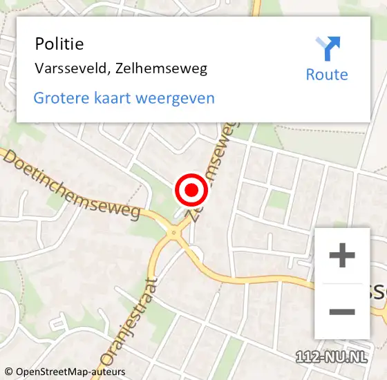 Locatie op kaart van de 112 melding: Politie Varsseveld, Zelhemseweg op 23 januari 2022 20:41