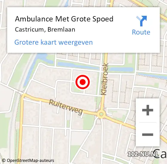 Locatie op kaart van de 112 melding: Ambulance Met Grote Spoed Naar Castricum, Bremlaan op 23 januari 2022 21:35