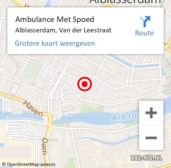 Locatie op kaart van de 112 melding: Ambulance Met Spoed Naar Alblasserdam, Van der Leestraat op 24 januari 2022 13:25