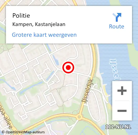 Locatie op kaart van de 112 melding: Politie Kampen, Kastanjelaan op 24 januari 2022 15:12