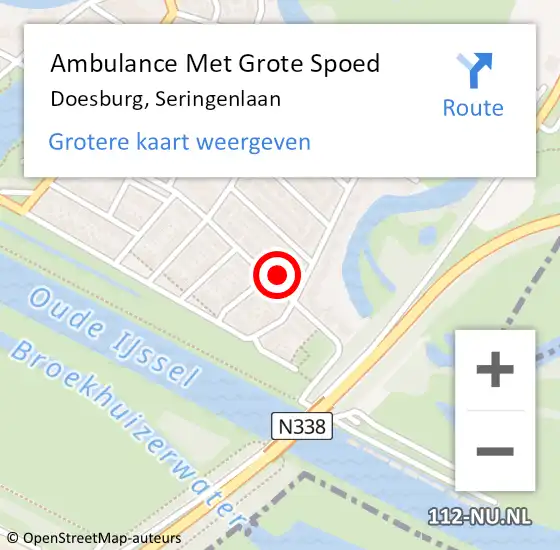 Locatie op kaart van de 112 melding: Ambulance Met Grote Spoed Naar Doesburg, Seringenlaan op 24 januari 2022 15:39