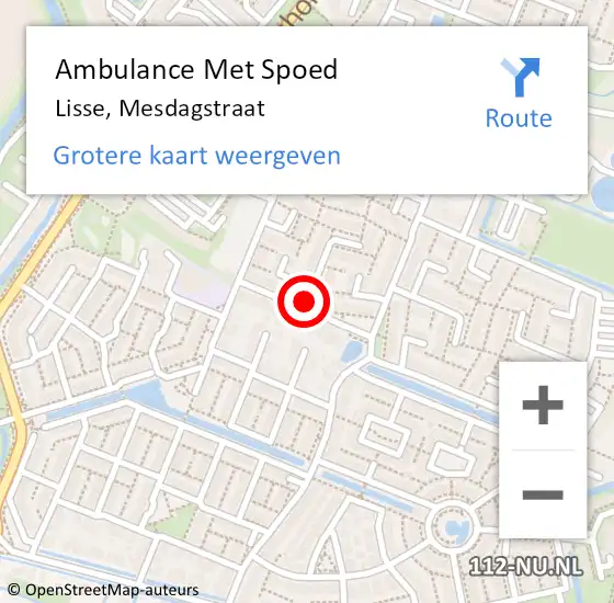 Locatie op kaart van de 112 melding: Ambulance Met Spoed Naar Lisse, Mesdagstraat op 24 januari 2022 16:02