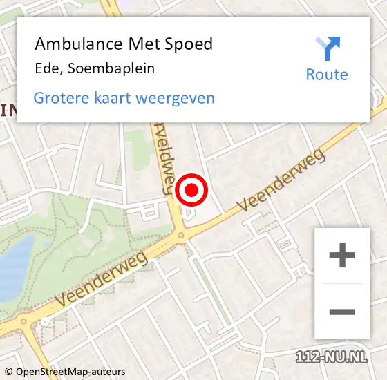 Locatie op kaart van de 112 melding: Ambulance Met Spoed Naar Ede, Soembaplein op 24 januari 2022 17:11