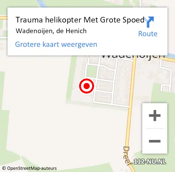 Locatie op kaart van de 112 melding: Trauma helikopter Met Grote Spoed Naar Wadenoijen, de Henich op 24 januari 2022 20:17