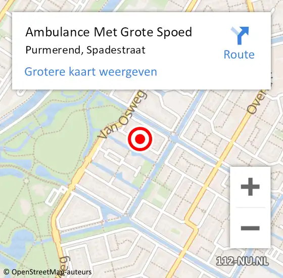 Locatie op kaart van de 112 melding: Ambulance Met Grote Spoed Naar Purmerend, Spadestraat op 24 januari 2022 21:42