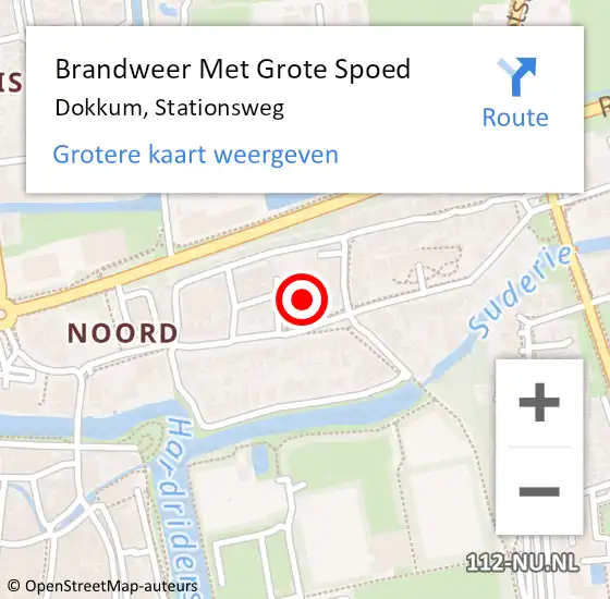 Locatie op kaart van de 112 melding: Brandweer Met Grote Spoed Naar Dokkum, Stationsweg op 24 januari 2022 22:44