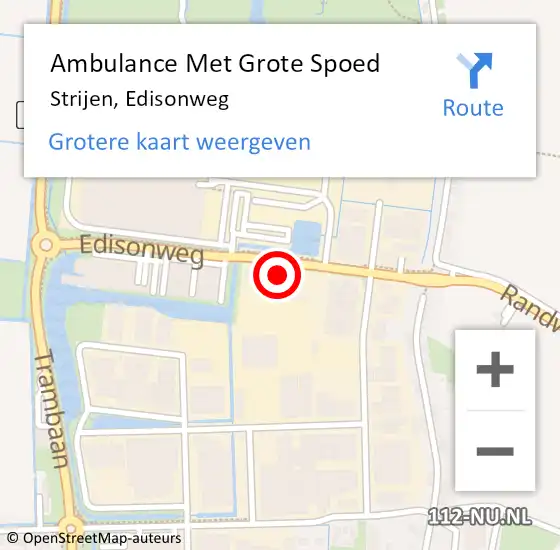 Locatie op kaart van de 112 melding: Ambulance Met Grote Spoed Naar Strijen, Edisonweg op 24 januari 2022 23:28