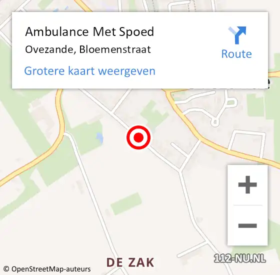 Locatie op kaart van de 112 melding: Ambulance Met Spoed Naar Ovezande, Bloemenstraat op 6 juli 2014 09:05