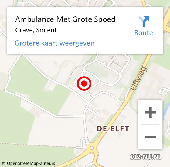 Locatie op kaart van de 112 melding: Ambulance Met Grote Spoed Naar Grave, Smient op 25 januari 2022 00:25