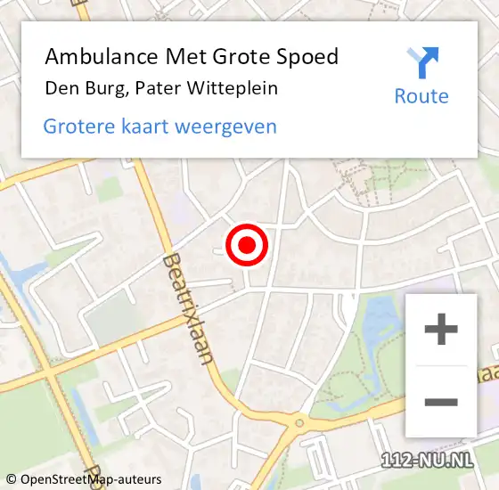 Locatie op kaart van de 112 melding: Ambulance Met Grote Spoed Naar Den Burg, Pater Witteplein op 25 januari 2022 05:19