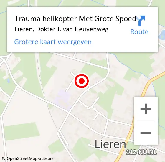 Locatie op kaart van de 112 melding: Trauma helikopter Met Grote Spoed Naar Lieren, Dokter J. van Heuvenweg op 25 januari 2022 10:08