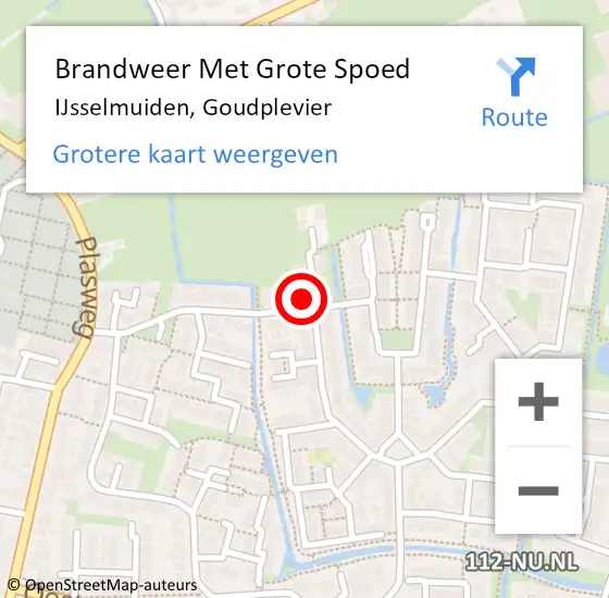 Locatie op kaart van de 112 melding: Brandweer Met Grote Spoed Naar IJsselmuiden, Goudplevier op 25 januari 2022 10:45
