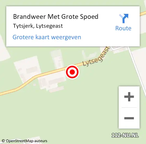 Locatie op kaart van de 112 melding: Brandweer Met Grote Spoed Naar Tytsjerk, Lytsegeast op 25 januari 2022 12:22