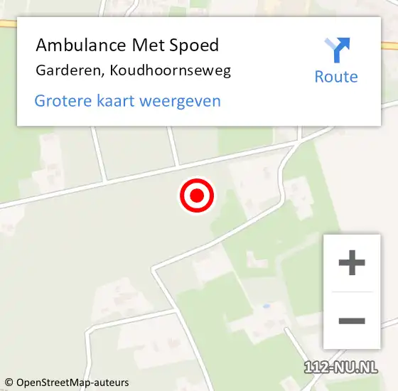 Locatie op kaart van de 112 melding: Ambulance Met Spoed Naar Garderen, Koudhoornseweg op 25 januari 2022 12:33