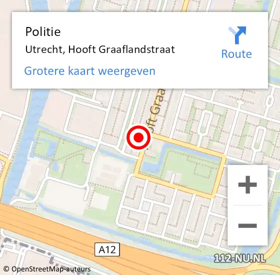 Locatie op kaart van de 112 melding: Politie Utrecht, Hooft Graaflandstraat op 25 januari 2022 13:36
