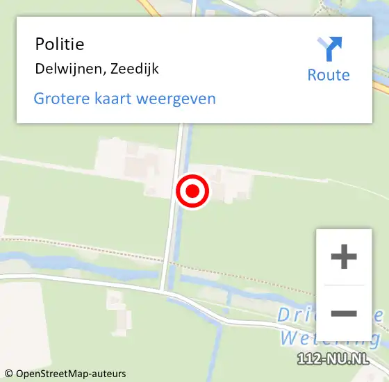 Locatie op kaart van de 112 melding: Politie Delwijnen, Zeedijk op 25 januari 2022 14:05