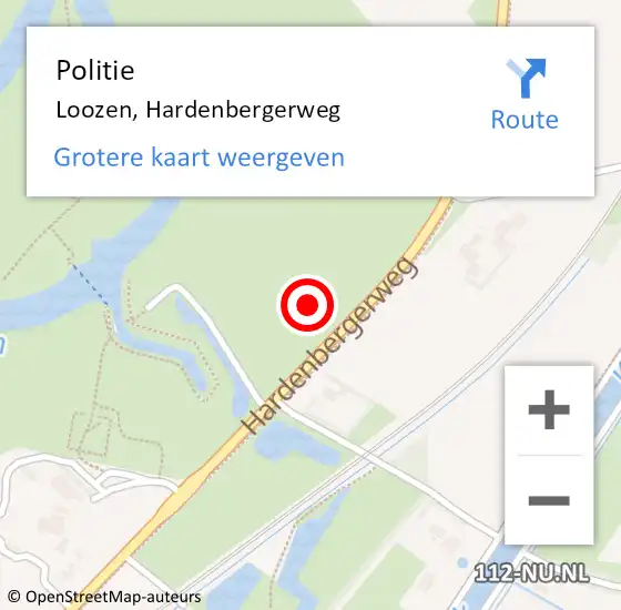Locatie op kaart van de 112 melding: Politie Loozen, Hardenbergerweg op 25 januari 2022 14:44