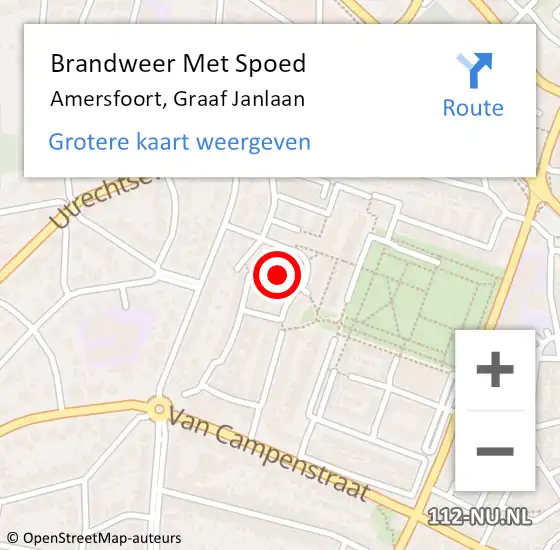Locatie op kaart van de 112 melding: Brandweer Met Spoed Naar Amersfoort, Graaf Janlaan op 25 januari 2022 15:06