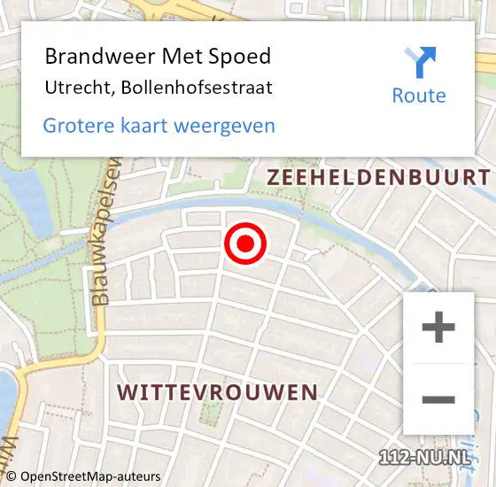 Locatie op kaart van de 112 melding: Brandweer Met Spoed Naar Utrecht, Bollenhofsestraat op 25 januari 2022 17:30