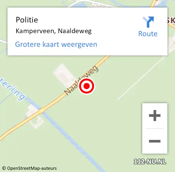 Locatie op kaart van de 112 melding: Politie Kamperveen, Naaldeweg op 25 januari 2022 19:48