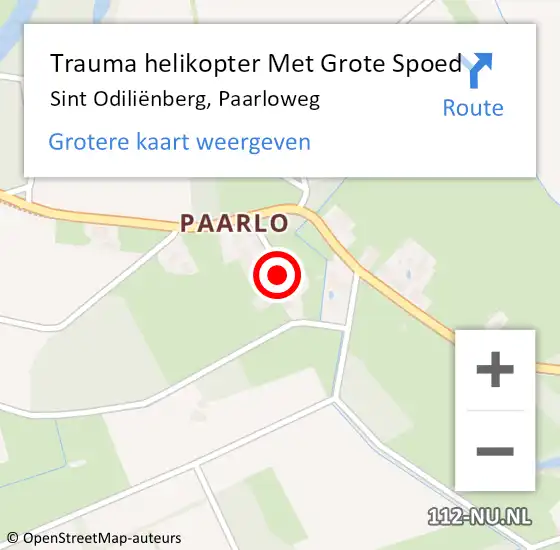 Locatie op kaart van de 112 melding: Trauma helikopter Met Grote Spoed Naar Sint Odiliënberg, Paarloweg op 25 januari 2022 20:48