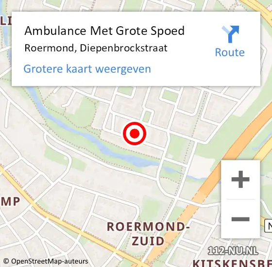 Locatie op kaart van de 112 melding: Ambulance Met Grote Spoed Naar Roermond, Diepenbrockstraat op 25 januari 2022 22:07