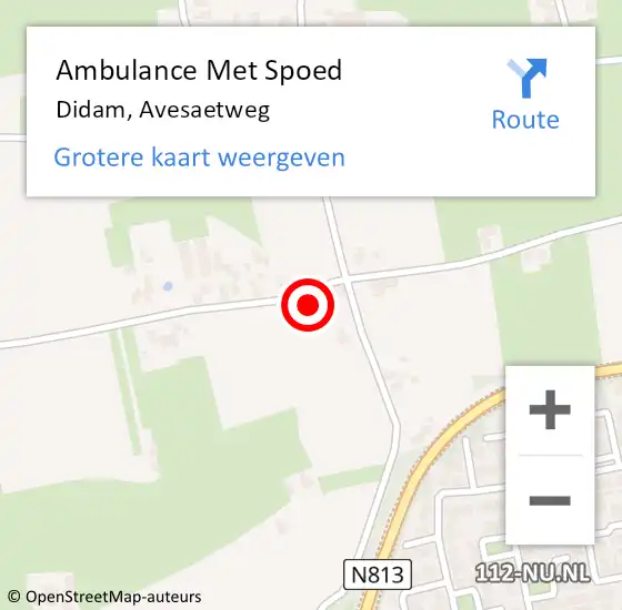 Locatie op kaart van de 112 melding: Ambulance Met Spoed Naar Didam, Avesaetweg op 25 januari 2022 22:16