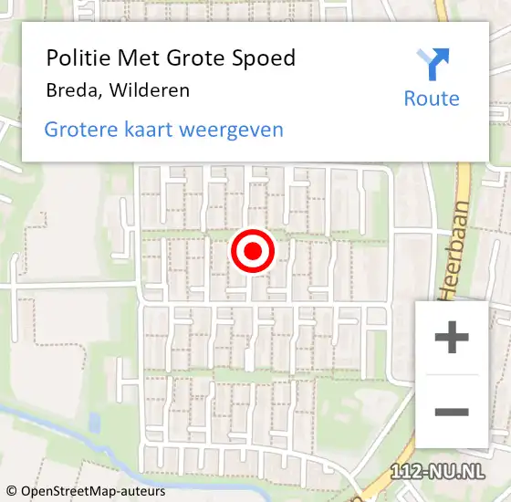 Locatie op kaart van de 112 melding: Politie Met Grote Spoed Naar Breda, Wilderen op 25 januari 2022 22:21