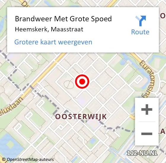 Locatie op kaart van de 112 melding: Brandweer Met Grote Spoed Naar Heemskerk, Maasstraat op 26 januari 2022 09:18