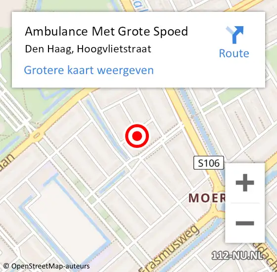 Locatie op kaart van de 112 melding: Ambulance Met Grote Spoed Naar Den Haag, Hoogvlietstraat op 26 januari 2022 09:59