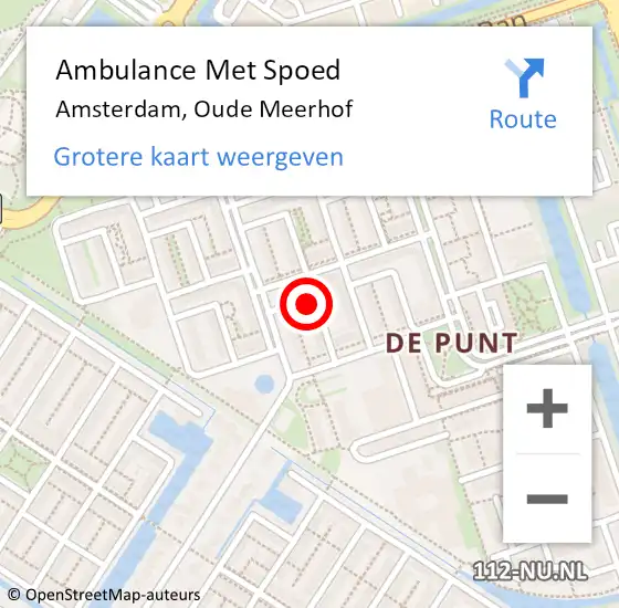 Locatie op kaart van de 112 melding: Ambulance Met Spoed Naar Amsterdam, Oude Meerhof op 26 januari 2022 11:50