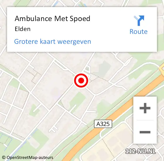 Locatie op kaart van de 112 melding: Ambulance Met Spoed Naar Elden op 26 januari 2022 12:20