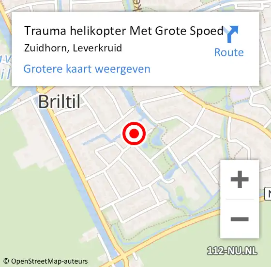 Locatie op kaart van de 112 melding: Trauma helikopter Met Grote Spoed Naar Zuidhorn, Leverkruid op 26 januari 2022 14:36