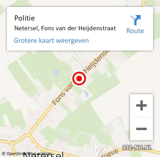 Locatie op kaart van de 112 melding: Politie Netersel, Fons van der Heijdenstraat op 26 januari 2022 15:37