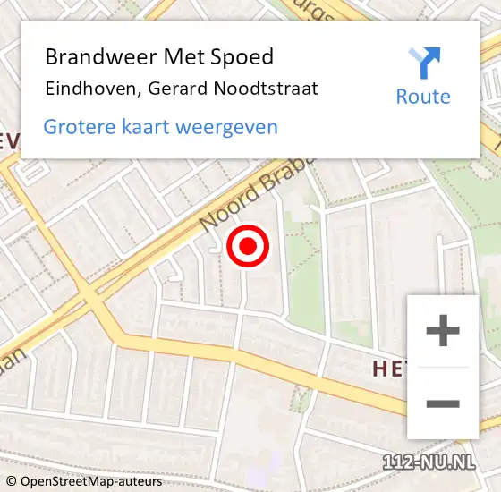 Locatie op kaart van de 112 melding: Brandweer Met Spoed Naar Eindhoven, Gerard Noodtstraat op 26 januari 2022 15:53